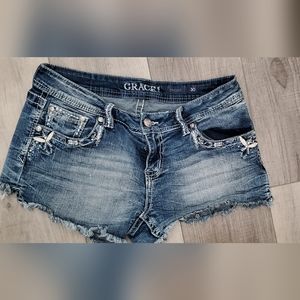 Grace in LA embellished jean shorts